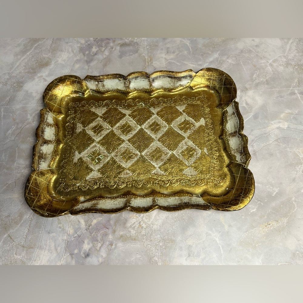 Gold and Cream Decorative Florentine-Style Tray